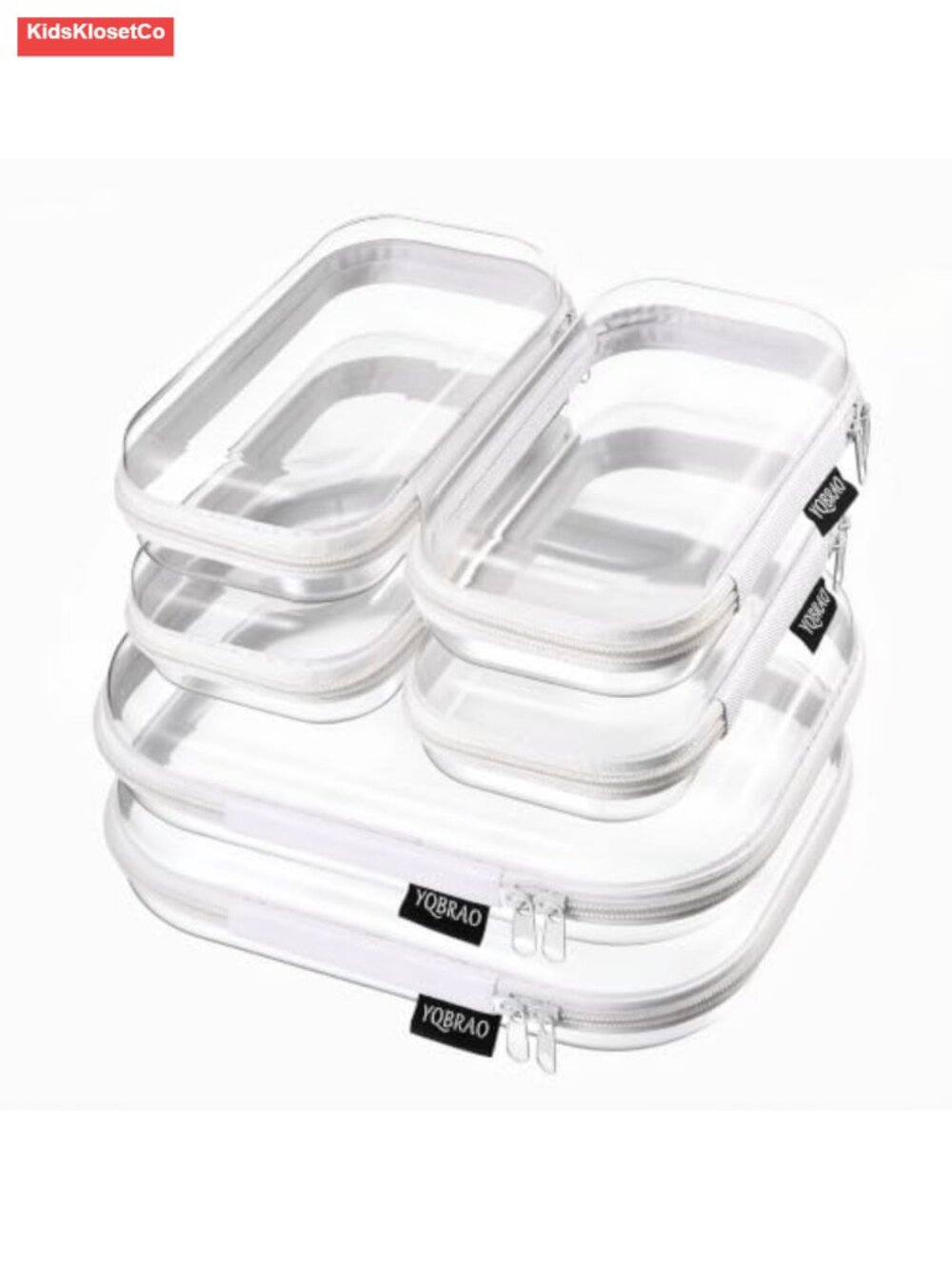 Clear Hard Shell Zipper Cosmetic Travel Organizer Cases Set of 6 YKK